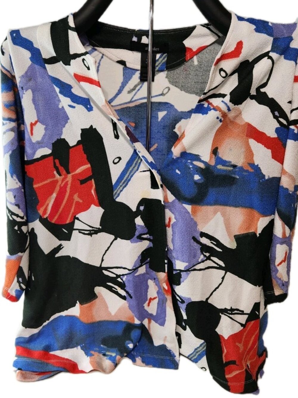 Ali Miles Jacket Women's XL Art To Wear Colorful Abstract Blouse Top Artsy READ